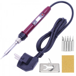 80 W jootekolb, reguleeritava temperatuuriga LCD digitaalne elektriline jootmise &uuml;mbert&ouml;&ouml;tamine, jootetraadi otsikute komplektiga jootekolb punane