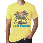 Meeste vintage T-s&auml;rk Graafiline T-s&auml;rk Suvekolmnurk ILE de Crozon Pale Yellow XS kahvatu goldenrod v&auml;rv