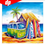 Teemantmaal 5D DIY Teemantmaal Sea Surf Shack Teemanttikandid Ristpiste 30x30