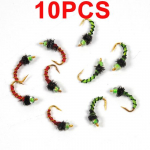 10 tk Midge Nymph Fly Green Red Fly Fishing Peibutis Hegene / # 14 Gold Color Hook #14 punane