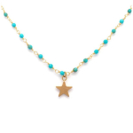 Les Tr&eacute;sors De Lily [Q0970] &ndash; terasest disainerkaelakee 'Une Etoile est N&eacute;e' t&uuml;rkiissinine kuld - 8 mm t&uuml;rkiissinine