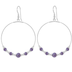 Lily-Crystal [Q4302] - Boucles d'oreilles argent artisanales 'Mineralia' am&eacute;thyste argent&eacute; - 50 mm 6x6 mm lilla