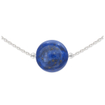 Les Tr&eacute;sors De Lily [R1028] - Collier argent artisanal 'Mineralia' lapis lazuli argent&eacute; - 10 mm sinine