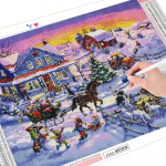 5D teemantmaali maja K&auml;sit&ouml;&ouml; uus saabumine teemanttikandid maastik lumekunst rhinestone puu j&otilde;ulukink Full Round (20X30CM)