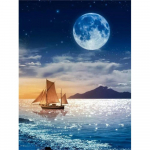 Teemantmaalikomplekt Maastik p&auml;ikeseloojang Teemanttikandid Ristpistes Mere&auml;&auml;rsed pildid kividest mosaiikkaunistus Full Round 20X30CM punane