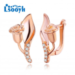 LSOOYH Clip K&otilde;rvar&otilde;ngad Roosa Kuld V&auml;rvi Mood Roosi Lilledega K&otilde;rvar&otilde;ngad Naistele Cubic Zirconia Hoop K&otilde;rvar&otilde;ngad Ehted A