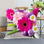 Gerbera lilledega padjap&uuml;&uuml;r Magamistoa Kodukontor Dekoratiivne Padjap&uuml;&uuml;r Ruudukujuline Pehme Padjap&uuml;&uuml;r 40x40cm