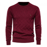 AIOPESON Argyle Meeste Basic Pullover &Uuml;hev&auml;rviline O-kaelusega Kootud Meeste Kampsun Talvemood Uued kudumid meestele XL 78-85 kg punane