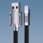 Fonken 120W &uuml;likiire laadimiskaabel metallist tsingisulamist vedelast silikoonist mikro-USB laadija andmekaabel OD6.0 iPhone'i Androidile Iphone Cable must