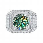 BagueRingen mehe S925 Sterling h&otilde;be ehted Luksuslikud 2k D v&auml;rvi Moissanite Diamon S&otilde;rmus &Auml;rimees Suurus 6-13 Avatud s&otilde;rmused 13 roheline/sinine