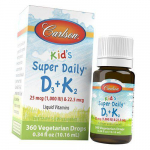 Vitamiin D3 K2 lastele, Kids Super Daily D3+K2, Carlson Labs 10ml (36353048) 10ml