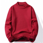 Moodsad meeste vabaaja Slim Fit lihtsad kilpkaelusega kootud kampsun, k&otilde;rge kraega pullover meeste topeltkraega s&uuml;gistalvised topid XXXXL punane
