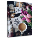 L&otilde;uendiprint Coffee Tulips Nature Flowers 40x60 roosa