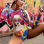 Naiste seljataga ujumistrikoo One Piece Rash Guard p&auml;ikesekaitse Ujumisriided Sport Summer Print Surfamine Spordi&uuml;likond Body XL