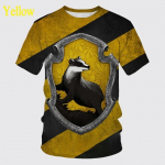 Uus Hufflepuff 3D-printimine T-s&auml;rk Mina/naiste vabaaja mood Hip-hop lahe &uuml;markaelus l&uuml;hikeste varrukatega top XXS-6XL XXL kollane