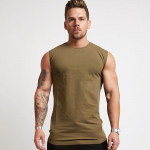 Puuvillased kulturismip&uuml;ksid Meeste suvine vaba varrukateta s&auml;rk, meeste j&otilde;usaal Fitness Singlet Stringer riided XXL armee roheline v&auml;rv