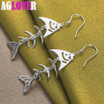 925 Sterling Silver Fish Bone Drop K&otilde;rvar&otilde;ngad Ehted