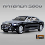 1:24 skaalaga Benz S680 sulamist skaalaga mudel, tagasit&otilde;mmatav m&auml;nguauto heli ja valgusega kingituste kogumisesemed survevaluga automudel 1/24-22.8x7.6x6.3cm must