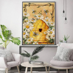 5D isetehtud teemantmaal Peidetud mesilane Kodu Ristpiste komplekt T&auml;ielik teemanttikandid mosaiikkunst Pilt kividest kaunistus kingitus Full Round 20x30cm