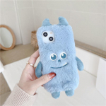 Cartoon Monster Fur telefoni&uuml;mbris Samsung S23 S22 Ultra S20 S21 FE A14 A24 A34 A54 A13 A23 A33 A53 A12 A22 A32 A52 A31 A51 A71/Redmi Note12 11 10s samsung S22ultra sinine