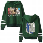 Attack on Titan, pikkade varrukatega triibuline kapuutsiga dressipluus, harajuku XL