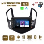 8-tolline 2Din autoraadio Chevrolet Cruze 2012-2015 jaoks koos nupunupuga multimeediumipleier Android GPS-i navigeerimispea, 2din 1+32GB 1+32GB must