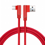 Nailonpunutis 90 kraadi 2,4 A kiirlaadimiskaabel Android-t&uuml;&uuml;pi C USB-andmesidekaabel iPhone'ile Samsung Huawei Xiaomi mobiiltelefoni laadimiskaabel 1.5M Type-C