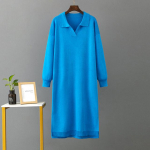 2023. aasta uus s&uuml;gistalvise polo kaelusega aluskattega kootud pikk kleit lahtised suured &uuml;hev&auml;rvilised kleidid One Size must