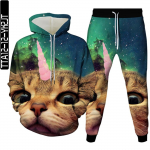 Planet Tiger Animal Cat Unicorn Moon Galaxy Flame kost&uuml;&uuml;m Homme 2-osaline 3D dressir&otilde;ivad meestele kapuutsid+p&uuml;kste komplekt S-6XL XXL