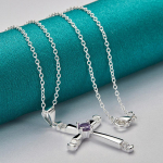 URMYLADY 925 Sterling Risti tsirkoonist ripatsiga kaelakee naistele pulmapeo moeehted 45cm