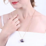 Naiste loominguline avatav teekann Rhinestone inkrusteeritud ripatsiga pika ketiga kaelakee