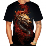 Dragon Animal 3D Prinditud T-s&auml;rk Kevadsuvine T-s&auml;rk Naiste Meeste Riided Suures O-suuruses kaelus L&uuml;hikeste varrukatega Avarad topid Hingavad paaris&auml;rgid S
