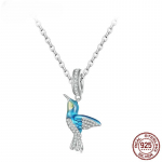 S925 Sterling h&otilde;be peen roheline emailiga linnuripats kaelakee Hummingbird kaelakett naistele peen ehe kingitus 45cm
