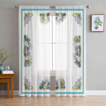 Easter Bunny Mouse akvarell lillega t&uuml;llkardinad elutuppa Kodukaunistuse aknakardinad K&ouml;&ouml;k l&auml;bipaistev voile kardin 135W x 114H(cm)