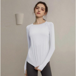 Naiste Slim Fit &uuml;mara kaelusega pikkade varrukatega T-s&auml;rk v&auml;lispordi s&ouml;rkimiseks T-s&auml;rk Vaba aeg Hingavad ja kiiresti kuivavad treeningriided S