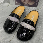 Suvised naiste sussid Bliing Shoes Kingad naistele vabaaja tasapinnalised sussid suures suuruses lakknahast poolsussid Moesandaalid 36 must