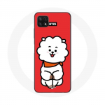 Coque pour Samsung Galaxy A22 5G BTS Bangtan Gar&ccedil;ons BT21 RJ de Jin Fond Rouge