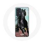 Coque pour Samsung Galaxy A13 4G / A13 4G Lite Cheval Noir De La Race Frisonne