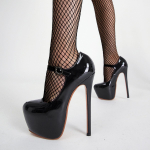 17 cm k&otilde;rged kontsad naiste platvormpumbad, mustad &uuml;mmargused varvaspandlaga Super Pole Dance kingad 38 must