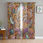 Juuksurikoda Retroplakati kujundusmall T&uuml;llist l&auml;bipaistvad kardinad elutuppa Magamistoa K&ouml;&ouml;gikaunistus Voile Organza kardinad 135W x 114H(cm)