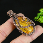 Natural Baltic Amber Gemstone Handmade Copper Wire Wrap Pendant 2.25 b7c04