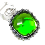 Natural Peridot Gemstone Handmade 925 Sterling Silver Jewelry Pendant 2.05 w1e45
