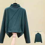 Kahepoolne sametist poolk&otilde;rge kaelusega kampsun naiste sisekihile saksa sametist isolatsiooniga T-s&auml;rgi ja mitmek&uuml;lgse pl&uuml;&uuml;siga paksendatud &uuml;laosaga M must