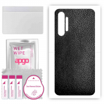 apgo Protective Skin Sticker for the back compatible with Realme X2, Wrap Film, Foil, Vinyl - Pattern Black Leather