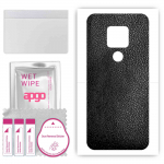 apgo Protective Skin Sticker for the back compatible with Cubot P30, Wrap Film, Foil, Vinyl - Pattern Black Leather