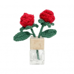 Korduvt&auml;idetav auto &otilde;huv&auml;rskendaja k&auml;sit&ouml;&ouml;na heegeldatud p&auml;evalille tulbi&otilde;iega kauakestva aroomiga meeleolu parandavate autokaunistustega punane