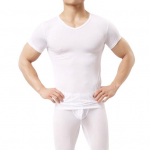 Suvine meeste topp &Uuml;li&otilde;huke Higiimav Kiiresti kuivav L&uuml;hikeste varrukatega &Uuml;mara kaelusega Slim Fit Hingav Elastne Vabaaja Pullover Igap&auml;evane T-s&auml;rk 2XL valge