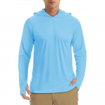 UPF50 meeste pikkade varrukatega kapuutsiga p&auml;ikeses&auml;rk Jooksva Fitnessi Treening &Otilde;ues Matkaspordi P&auml;ikese / UV-kaitsega T-s&auml;rk XL sinine