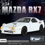 1/24 skaalaga Mazda RX7 sulamist automudel, laste m&auml;nguasjavalatud auto tulede ja helidega, kingitused t&auml;iskasvanutele ja lastele, kaunistused, kollektsiooniesemed 1/24-Size:21*8.5*6cm valge