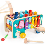 Puidust m&auml;nguasja koputuspink Montessori m&auml;nguasja vasaram&auml;ng ks&uuml;lofon laste m&auml;nguasi motoorsete oskuste m&auml;nguasi peente motoorsete oskuste m&auml;nguasi, kingitus v&auml;ikelastele 23.5*14*14cm sinine